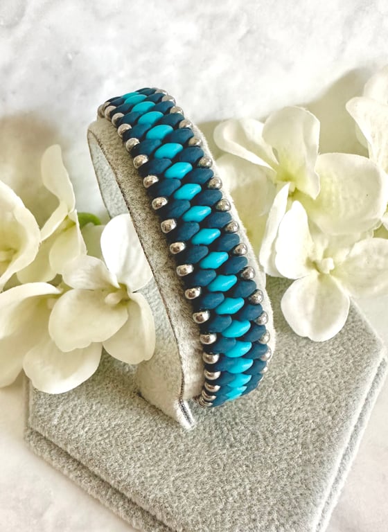 Slim SuperDuo Bracelet - Matt Blue & Turquoise 