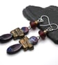 purple glass and ceramic earrings