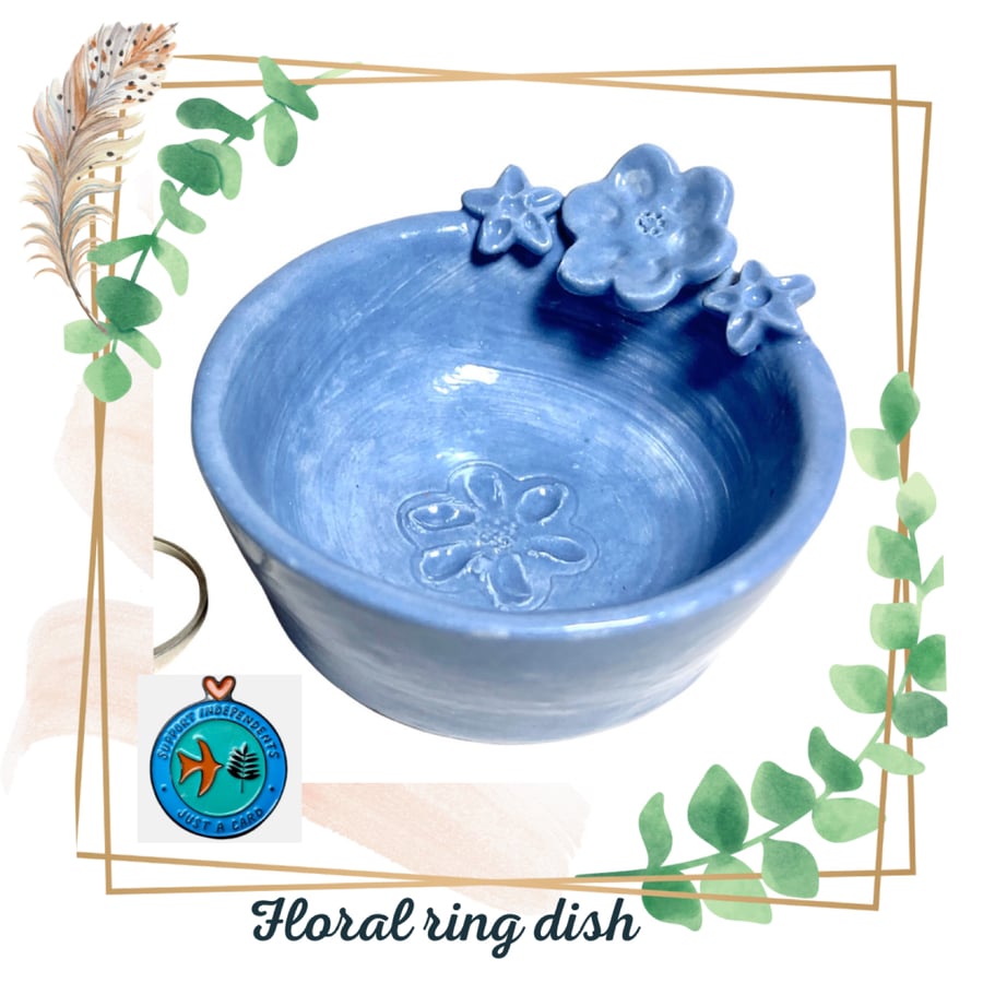 Floral Blue Ring dish