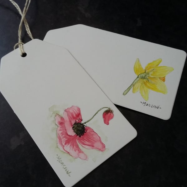 HAND PAINTED FLOWER TAGS