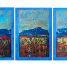 Blue Hills Triptych Original ACEO Mini Paintings