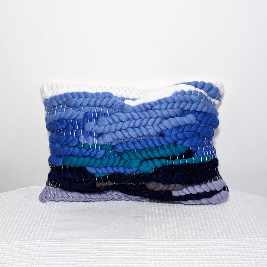 Rectangular Handwoven Cushion with Zip Fastening