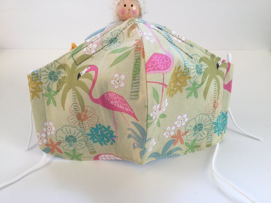 Flamingo Face Covering Mask with Removable Nose Wire