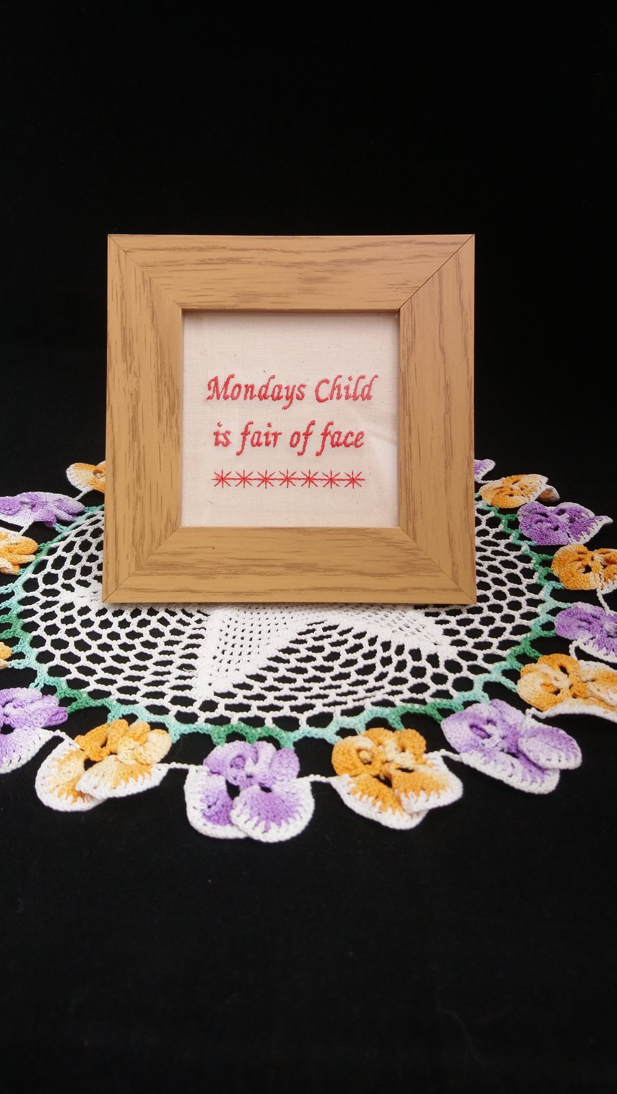 Nursery Rhyme Mondays Child Embroidery in a Frame