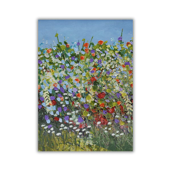 mounted painting - wildflowers - landscape - Scotland - acrylic