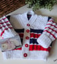 Designer Hand Knitted Baby Cardigan & Booties Set 3-9 Months Size - Image 2