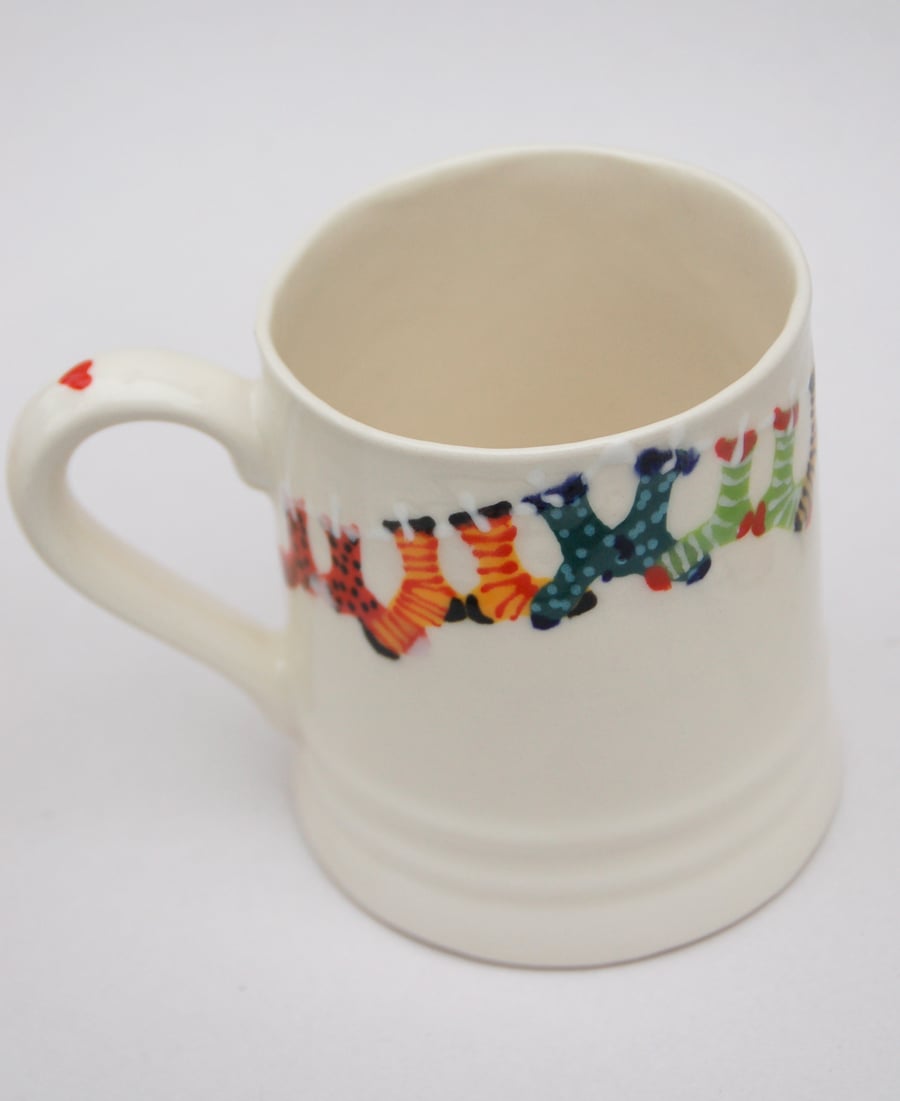 sock washing line mug