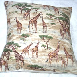 On Safari  Giraffes on grassy plain cushion 