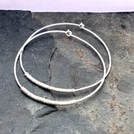 Large 925 Sterling Silver Wrapped Hoop Earrings 