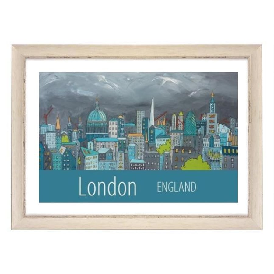 London print white frame