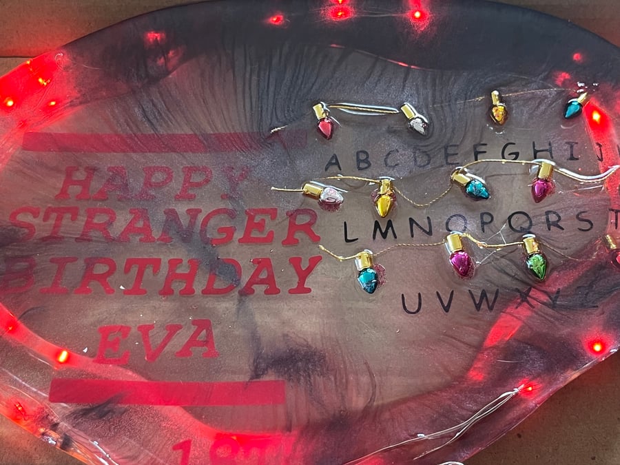 Stranger things gift plaque - epoxy resin with lights set inside - birthday gift