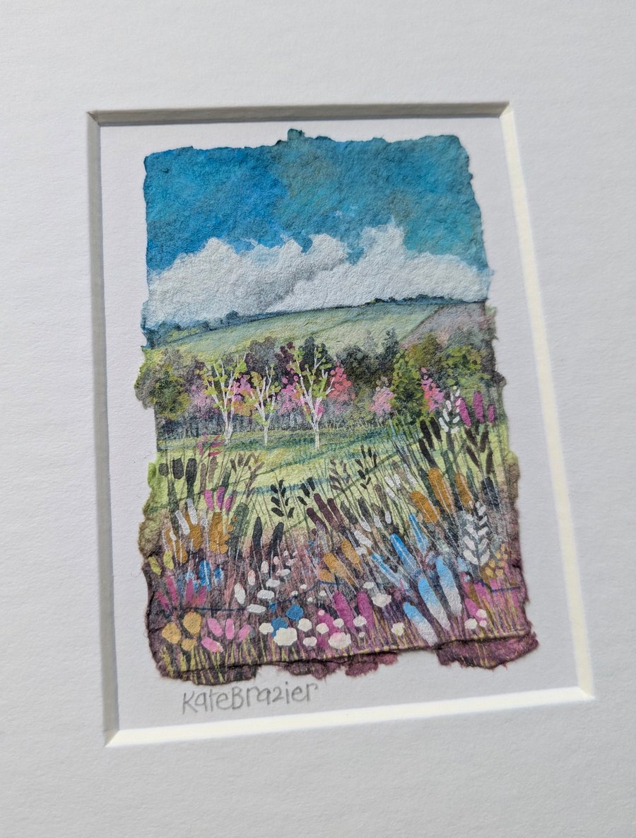 Three Silver Birches - Original miniature. A5 Mounted