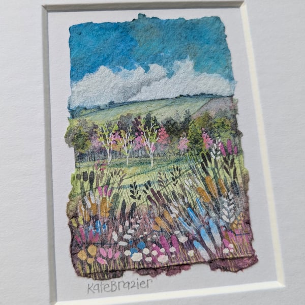 Three Silver Birches - Original miniature. A5 Mounted