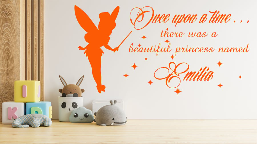 Once Upon A Time Tinkerbell Personalised Name Vinyl Wall Sticker Art Bedroom