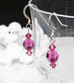 Swarovski  Fuchsia Crystal Earrings with Sterling Silver - Image 1