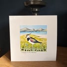 Lapwing in the Machair handmade Greetings Card 