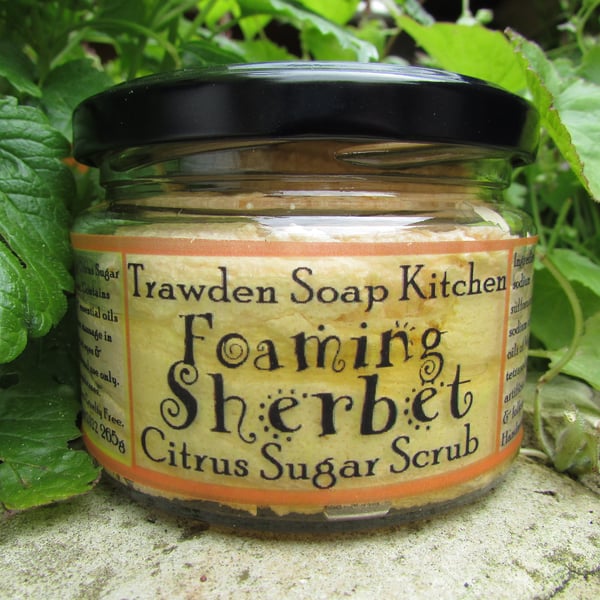 Foaming Sherbet, Citrus Sugar Scrub with Mandarin & Lime Essential oils