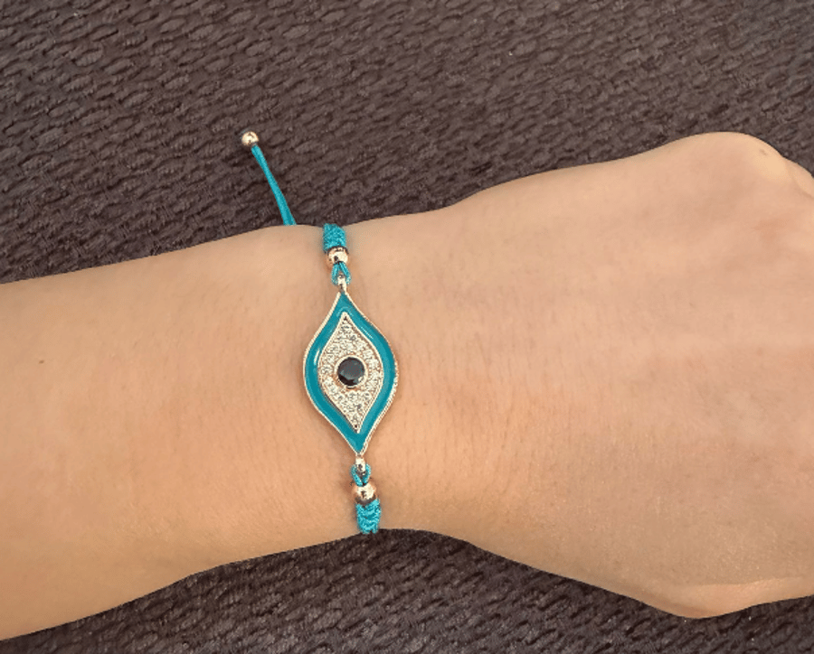 Deep Blue Evil Eye (Nazar) Charm Bracelet