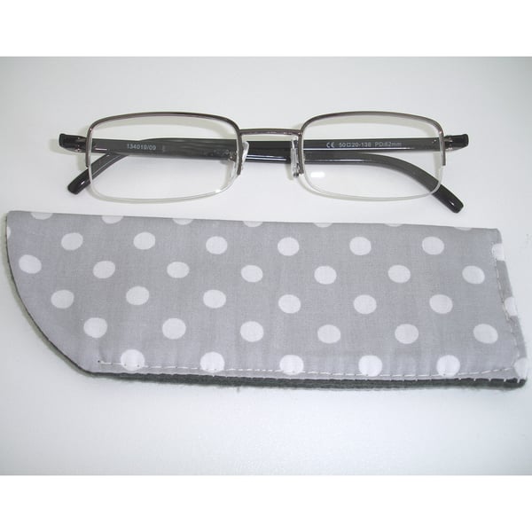 Glasses Case Grey Polka Dots