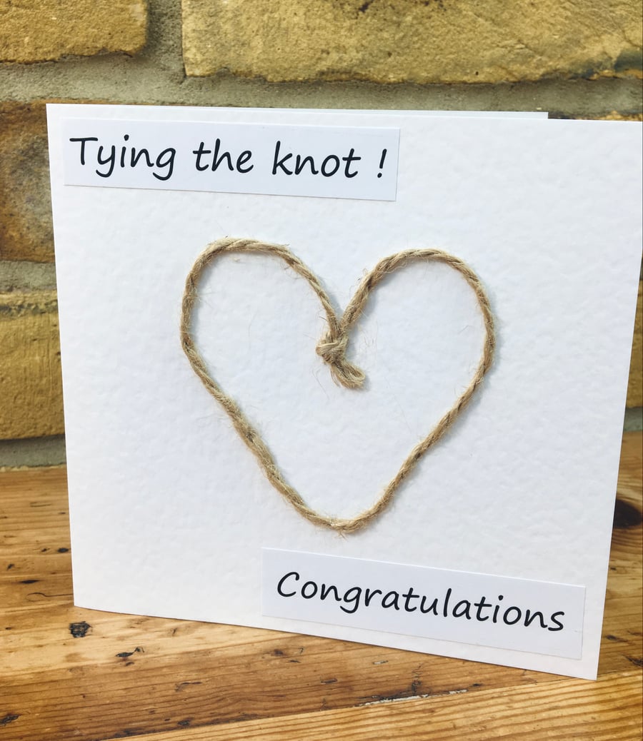 Wedding card, Engagement card, Tying the Knot, Handmade Congratulations card