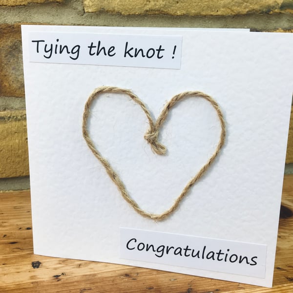 Wedding card, Engagement card, Tying the Knot, Handmade Congratulations card