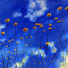 Daisy Flowers Skyscape Oil Painting 