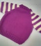 Round Neck Jumper with Patterned Front and Striped Sleeves,Custom Make - Image 2