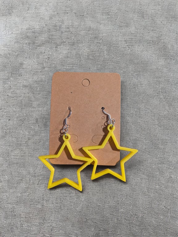3d Printed Yellow Star Earrings Sterling Silver