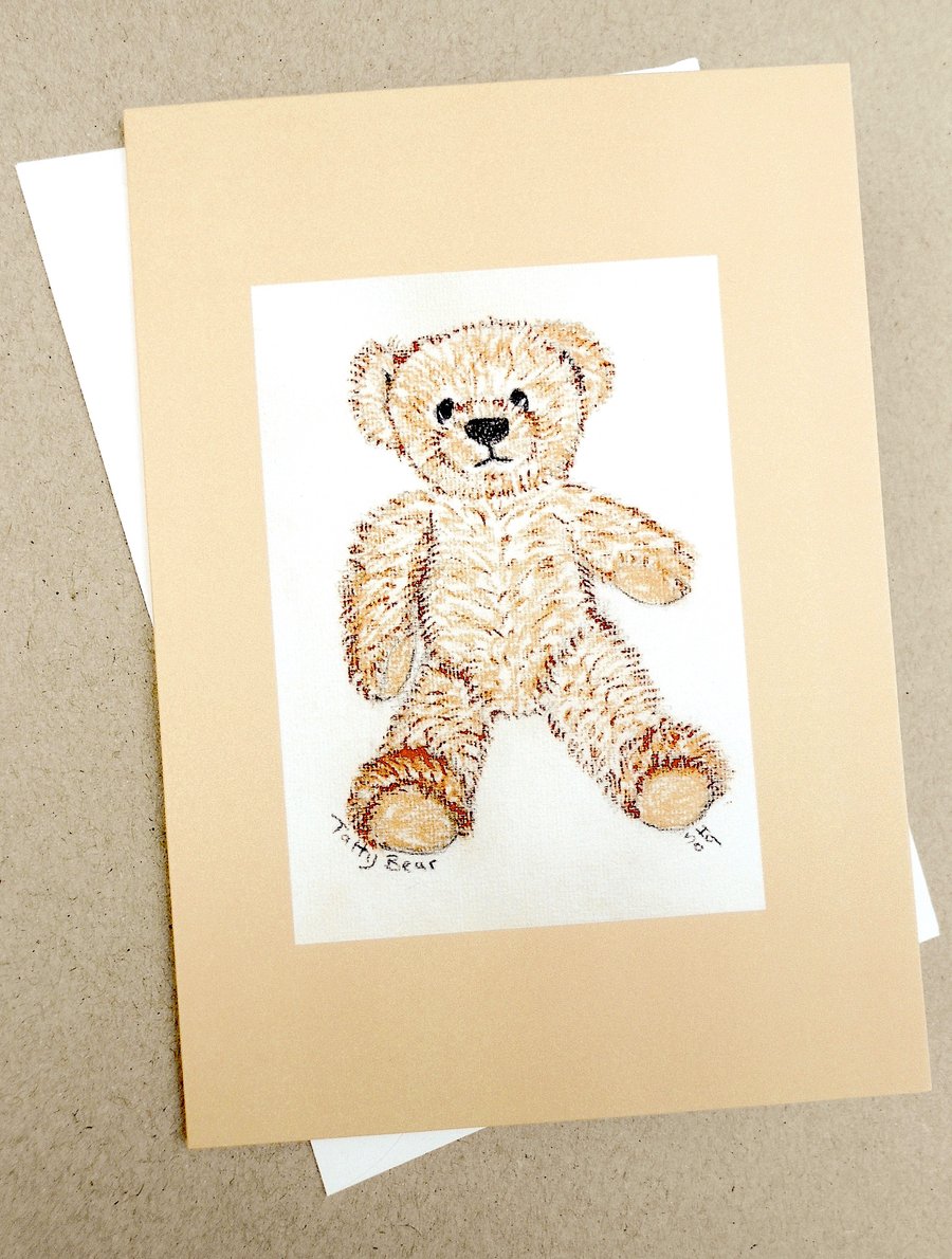 Tatty Teddy Bear  Pastel Card