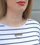 Wooden Semi Circle Contemporary  Necklace with Silver Leaf - Image 2