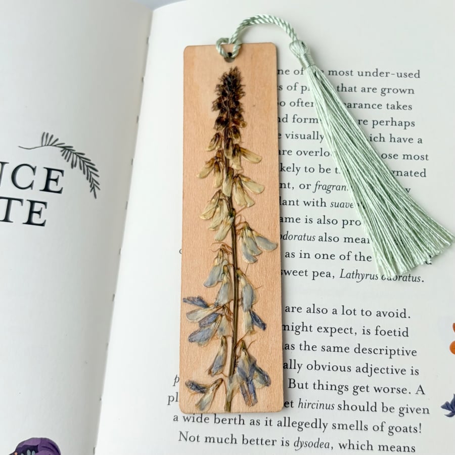Pressed Flower Wooden Bookmark, Wildflowers