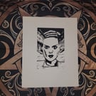 The Bride - Lino Print (The Bride of Frankenstein)