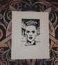 The Bride - Lino Print (The Bride of Frankenstein)