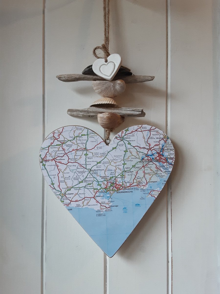 Map heart decoration. 