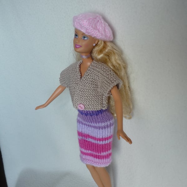 Hand Knitted Barbie Doll Clothes Skirt, Jacket Set 11"-12" Teenage Fashion Doll