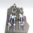 Artisan Purple Sediment Jasper & Mother of Pearl Multi-Strand Chandelier 