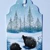 Christmas tags x3 woodland scene