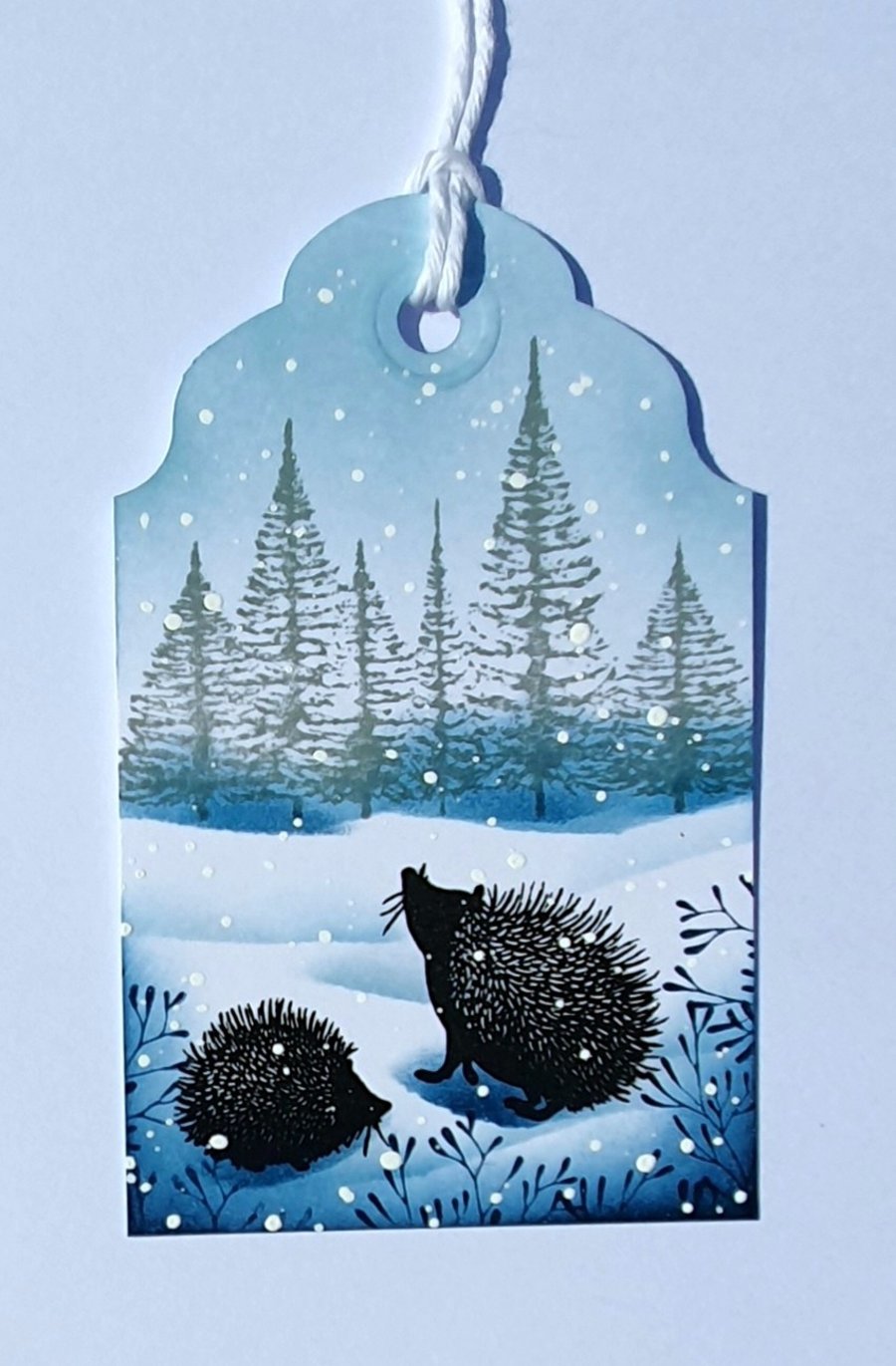 Christmas tags x3 woodland scene