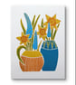 Daffodils in two vases - Original Lino Print - Image 5