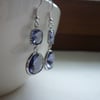 TANZANITE AND SILVER PLATED ROSECUT FANCY EARRINGS.  710