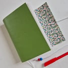 Green Leather Journal with Florentine Lining, A6, perfect Notebook
