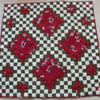 FURTHER REDUCED! Irish Chain Lap Quilt with Redwork Design on Reverse