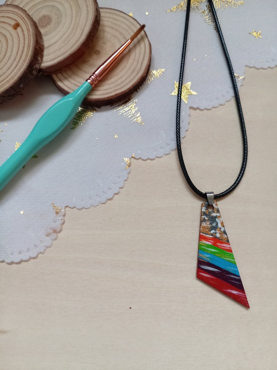Rainbow wooden necklace 