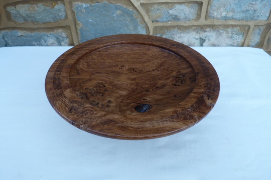 BROWN OAK BURR DISH,A ONE OFF UNIQUE TURNED PIECE