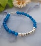 Agate (deep teal) & silver colourblock bracelet - Image 1