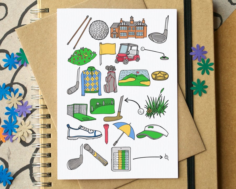Golf Alphabet Greetings Card
