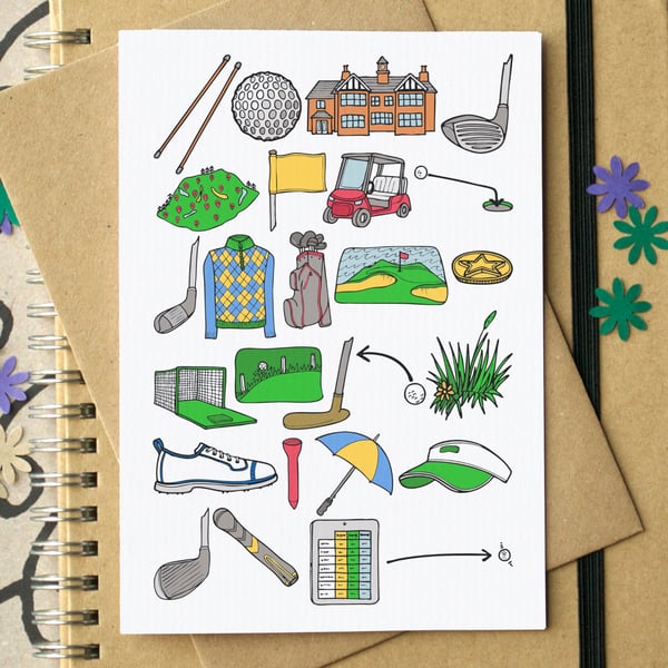 Golf Alphabet Greetings Card