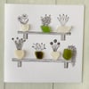 Plant pot design greeting card made with sea glass from Cornwall 