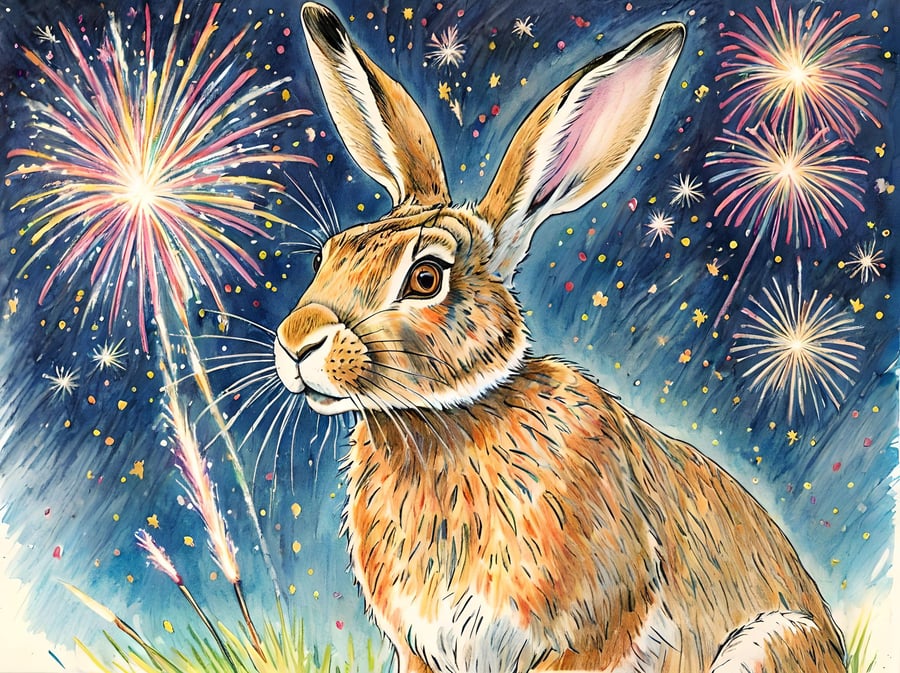 Hare A5 Greeting Card 