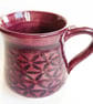 Mug Patterned Purple Glazed  - Hand Thrown Stoneware Ceramic Mug 